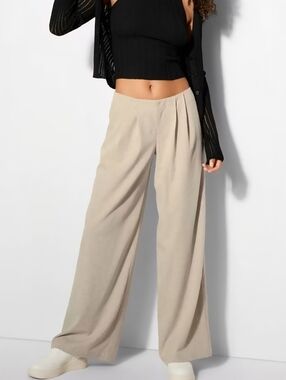 wild fable Wide-Leg Linen-Blend Pants in Beige